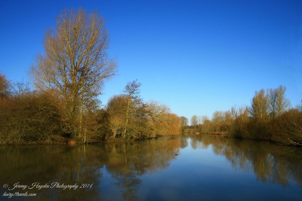 Clear view of the lake and blue skies after the UK Storms