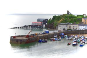 Tenby Harbour and Castle Hill.
