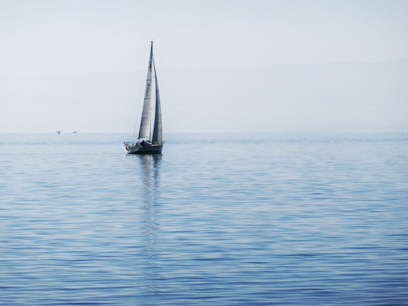 Yacht in the Morning Mist over Lake&nbsp;Geneva