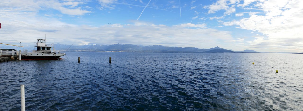 Panorama of Lake Geneva from Perroy Beach