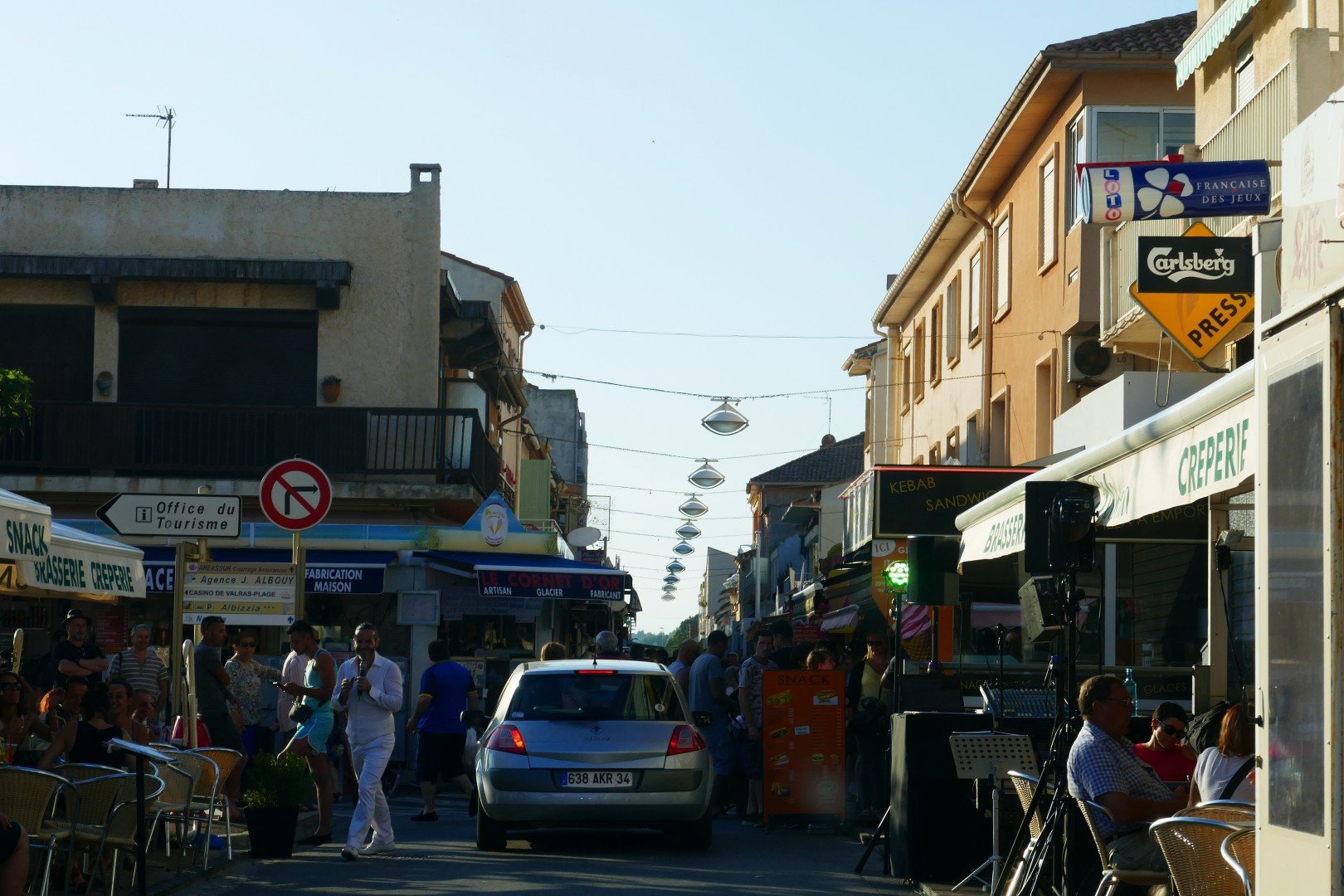 A busy Market Street in Valras Plage.