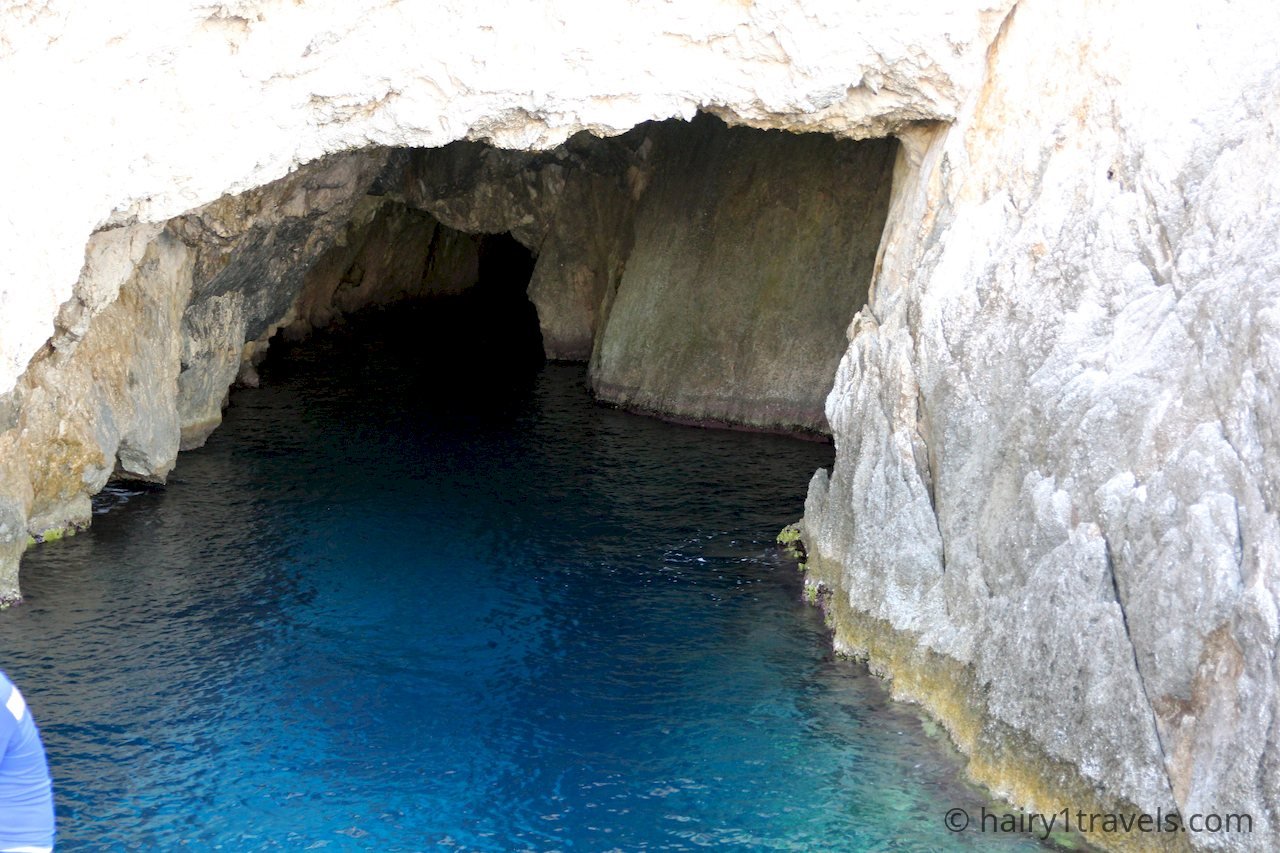 Clear Blue waters in a cave on Marathia Cape, Zakynthos