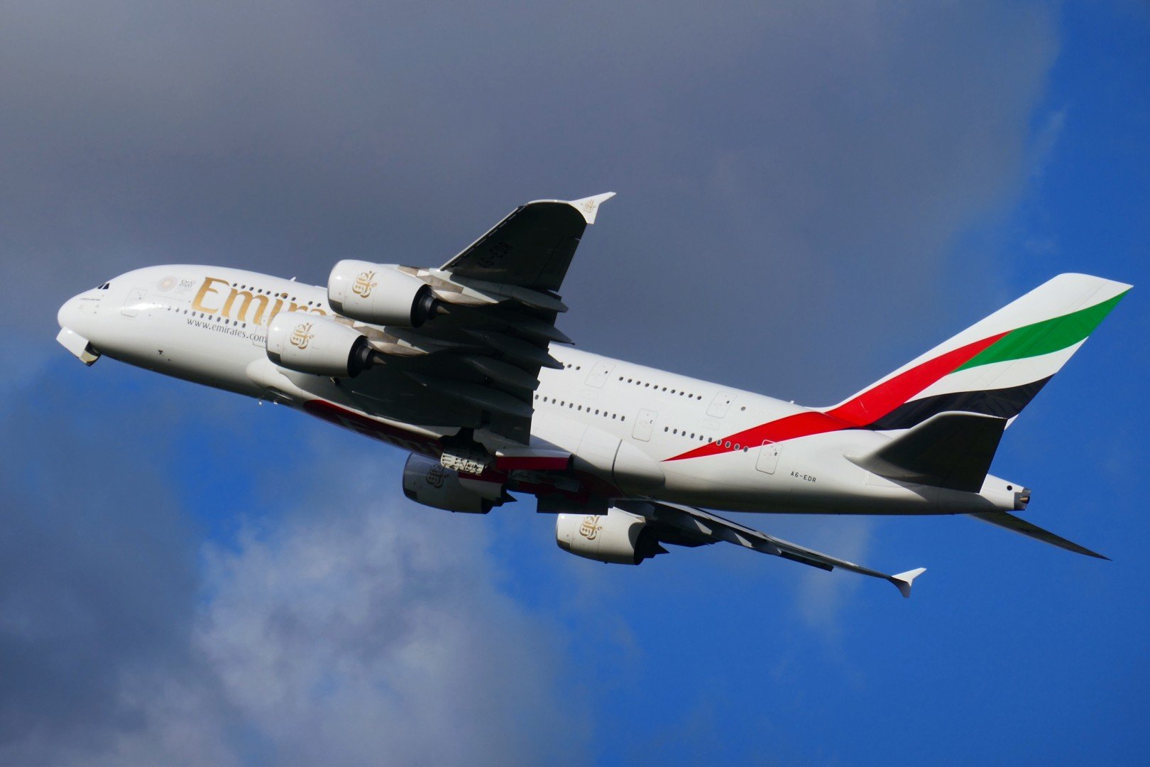 Flying Away -gear up - Airbus A380 taking off at Heathrow terminal 5